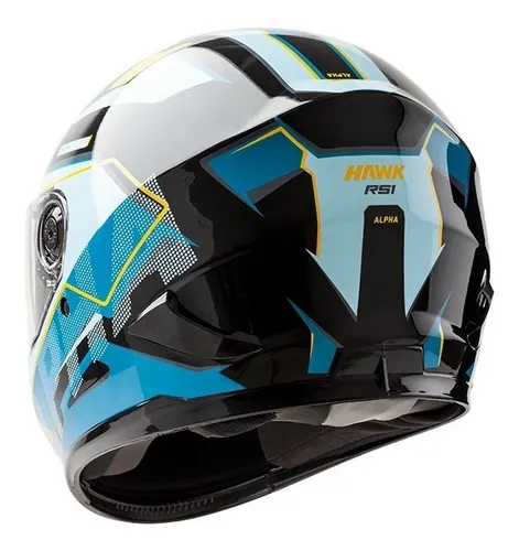 casco integral hawk rs1 f alpha negro/celeste